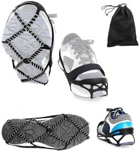 lot 12362 image: Ice Cleats Highly elastic Traction Cleats Grippers with tape Strap and Storage Bag, Anti Slip Walk Traction Cleats for Hiking Walking on Snow and Ice (M Women5-10Men3-8foot length 221-255mm)
