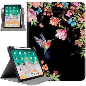 lot 12385 image: Rotating Case for iPad (A16) 11th Generation, for iPad 10th Generation Case with Pencil Holder 360 Degree Swivel iPad a16 10th11th case Multi-Angle View Adjustable Stand Auto Wake Sleep, Hummingbird