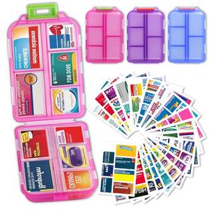 lot 12392 image: Pill Organizer with Medicine Labels, Travel Daily Pill Container, Mini Medication Organizer, 7-Day Pill Case, Set of 3 (BluePinkPurple)