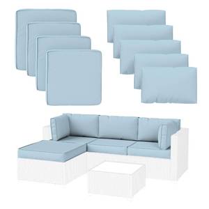 lot 12399 image: Pakunoda 9 Pack Patio Cushion Covers Outdoor Furniture Cushion Slipcovers Replacement Waterproof with Zipper for 5 Pcs Patio Furniture Set, Covers Only, Sky Blue