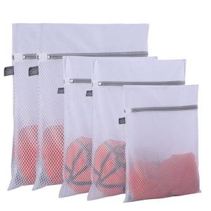 lot 12403 image: Kimmama Laundry Mesh Wash Bags, Lingerie Bags for Washing Delicates, Mesh Laundry Bags for Washing Machine, White Net, Grey Zipper, 2XL, 2L & 1M