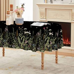 lot 12417 image: Horaldaily Spring Tablecloth 60�84 Inch Oval, Black Wild Flower Daisy Washable Seasonal Table Cover for Party Picnic Dinner Decor