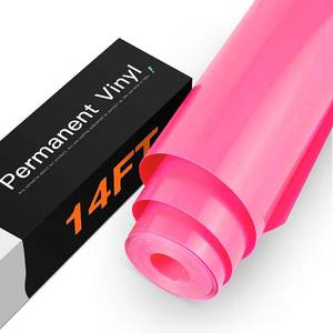 lot 12420 image: HTVRONT Neon Pink Permanent Vinyl - 12 x 14 FT Glossy Neon Pink Adhesive Permanent Vinyl Roll Compatible with Cricut Cutting Machine, Silhouette, Cameo Cutters, Scrapbooking, Craft, Die Cutters