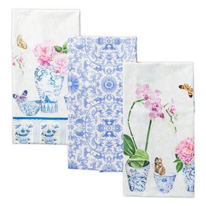 lot 12421 image: Maison d Hermine Kitchen Towels Set of 3 100% Cotton 27.50 x 20 Reusable Cloth Tea Dish Towels Absorbent with Hanging Loop for Kitchen Gifts for Mothers Day SpringSummer (Canton)