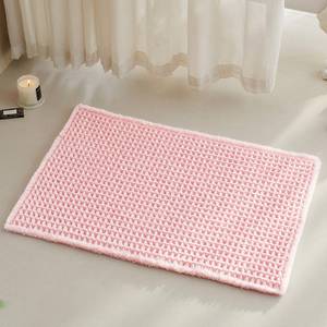 lot 12423 image: TYUU Light Peachy Pink Bathroom Rugs, Waffle Bath Mat Non Slip Washable Quick Dry Cute Bath Mat Boho Farmhouse Bathroom Decor, 30x20 Light Peachy Pink