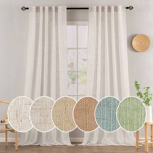 lot 12425 image: MIULEE White Linen Curtains 90 Inch Long 2 Panels Set for Bedroom Living Room, Soft Thick Linen Textured Window Drapes Semi Sheer Light Filtering Rod Pocket Back Tab Burlap Look Farmhouse Decor