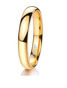lot 12450 image: CROWNAL 1mm 2mm 3mm 4mm 5mm 6mm 7mm 8mm Tungsten SilverYellow GoldRose GoldBlack Wedding Band Ring Men Women Plain Dome Polished Comfort Fit Size 3 To 17 (Gold 3mm,7)