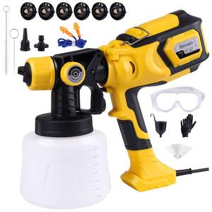 lot 13325 image: 1000W Paint Sprayer with Cleaning & Blowing Joints,1400ml Cup Spray Paint Gun with Adjustable Flow Width,6 Nozzles and 3 Patterns,Yellow Paint Sprayer for House Painting,Easy to Clean
