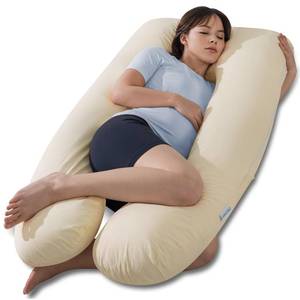 lot 13340 image: QUEEN ROSE Pregnancy Pillows, Soft Cotton U Shaped Body Pillow for Sleeping, Maternity Pillow for Pregnant Women, Sunlight Yellow