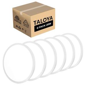 lot 13341 image: TALOYA Flush Mount Light Fixture, 6 Pack of 20W 12 Inch 5 Color Setting Options Led Ceiling Lamp for Bedroom Hallway Basement Closet Utility Office