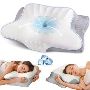 lot 13343 image: Cervical Neck Pillow for Pain Relief, Ergonomic Pillow Side Sleeper Pillow for Sleeping, Contour Memory Foam Pillows with Cooling Pillowcase Orthopedic Bed Pillow for Back Stomach Sleepers