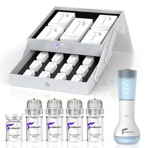 lot 13349 image: SHINING FACE Micro Infusion Skincare System - 0.25mm Facial Stamp with Collagen Peptide & Hyaluronic Acid Serum At Home Glow- 3 Month Supply