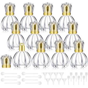 lot 13351 image: Teenyyou 12 Pack 50ml1.7oz Refillable Glass Perfume Spray Bottles, Empty Crystal Glass Fragrance Spray Bottles Bulk, Vintage Atomizer with Refill Tool for Travel, Home Decor(Pumpkin Gold)