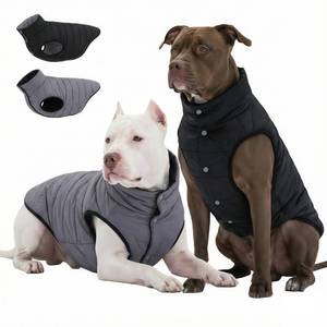 lot 14014 image: LovinPet Large Dog Puffer Coat, Reversible Down��Insulated Winter Jacket, Water��Resistant & Wind��Resistant, Anti��Static, Dual-Sided Black & Grey for Cold Weather, 2XL