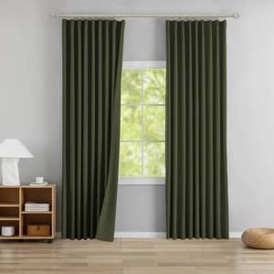 lot 14017 image: DONREN Olive Green Pinch Pleated Blackout Curtains with Hooks - 102 inch Length Room Darkening Thermal Insulated Window Curtain Panels for Living Room Bedroom 2 Panel 40 Wx102 L