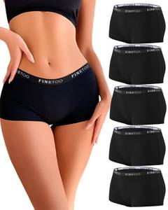 lot 14018 image: FINETOO Boyshort Underwear for Women Cotton Boxer Briefs Full Coverage Ladies BoyShorts Panties 5 Pack