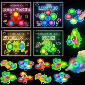 lot 14022 image: SpringFlower Valentines Day Gifts Cards for Kids, 24 Pack Valentines Cards with Light Up Rings Fidget Spinner Toys for Valentines Party Favors, Valentines Day Gifts Exchange for School for Kids