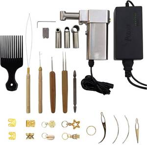 lot 14033 image: Dreadlock Machine, Dreadlock Machine Kit Automatic Loc Machine with Multiple Tools 3 Replacement Holes(0.20.390.63in) Dreadlocks Jewelry Barber Hair Brush Hair Locking Tools Dreadlock Crochet Hook