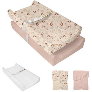 lot 14037 image: JVEOO Muslin Baby Changing Pad, 2 Pack Muslin Soft Cotton Covers & Waterproof Lining Foam Diaper Changing Table Pad 32 x 16.6 Mat for Dressers