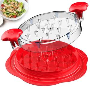 lot 14050 image: SURETIVIAN Chicken Shredder Large Chicken Breast Shredder Tool Twist with Brush&Fork, Visible Meat Shredder Machine, Anti-Slip Strip, Ergonomic Handle, BPA Free, Suitable for Pork Beef Chicken(Red)