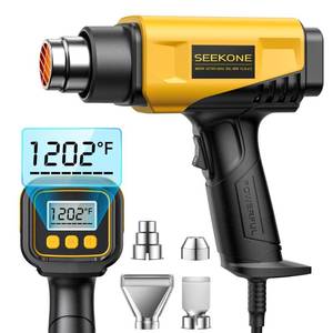lot 14055 image: SEEKONE 1800W Heat Gun with LCD Digital Display Compact Design Hot Air Gun Variable Temperature Control 122��-1202����50��- 650����with Memory Function and 4 Nozzles for Crafts, Vinyl Wrap, Shrink Tubing