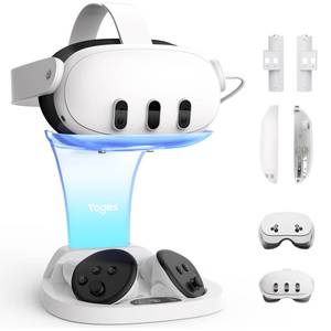 lot 14056 image: YOGES Charging Dock for Meta Quest 3S, Quest 3 Fast Charging Station with 2 Rechargeable Batteries kit, VR Heatset Charging Stand Dock for Oculus Quest 3 Quest 3S Accessories, Support Elite Strap