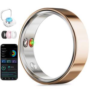 lot 14072 image: Smart Ring with Vibration Alerts, health tracker ring with Body Temperature Monitor, Heart Rate, Sleep & Fitness Tracking, Waterproof Activity Ring for Men & Women, No App Fees (Rose Gold, 7#)