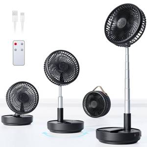 lot 14073 image: Primelove Portable Oscillating Travel Fan, 10400mAh Battery Operated Rechargeable USB Floor Table Desk Fan with Remote, 4 Speed Settings Pedestal Fan for Home Bedroom Office Camping Cruise, Black 8