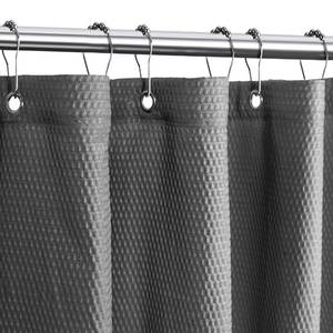 lot 14074 image: Tititex Solid Grey Cloth Fabric Shower Curtain Liner with 2 Magnets - Texture Soft Hotel Quality Waterproof Shower Liner, Light-Weight & Machine Washable 60x72 inch