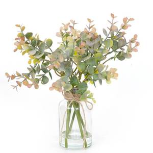 lot 14082 image: Muhanjia Artificial Eucalyptus Stems in Glass Vase with Faux Water,6Pcs Grey-Orange Fake Plant for Centerpiece (Grey-Orange Eucalyptus)
