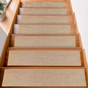 lot 15444 image: FlowaFoli Stair Treads for Wooden Steps Indoor,8 X 30 (15 in Pack) Stair Treads Non Slip, Machine Washable for Kids Elders and Pets,Beige