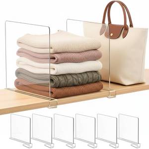 lot 15447 image: SortNStore Shelf Dividers Purse Organizer for Closet 11-inch Tall(Extra Tall) Acrylic Sweater Organizer - Upgraded Extra Height for Large Handbags, Totes, Clothes, Towels on Wood Shelves 6-Pack
