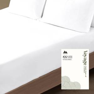 lot 15454 image: Mayfair Linen Twin XL Fitted Sheet Only - 100% Egyptian Cotton 600 Series Voyage Collection Deep Pocket Fitted Sheet Twin XL Size (White), Soft, Cooling Sateen Elastic College Dorm Bottom Sheets