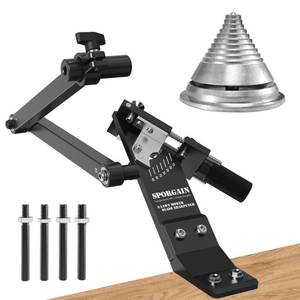 lot 15457 image: SporGain Lawn Mower Blade Sharpener and Balancer, 15°-45° Adjustable Mower Blade Sharpening Tool with Blade Balancer Kit Many Types of Mower Blade, Black