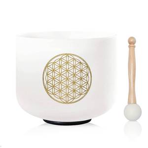 lot 15461 image: CVNC 528HZ C Note 8 Inch Flower Of Life Crystal Singing Bowl Meditation Sound Bath Sound Healing Chakra Singing Bowl