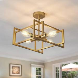 lot 15463 image: ZGLAOJT 4-Lights Ceiling Light Gold Light Fixture Industrial Flush Mount Ceiling Light Farmhouse Chandelier Lighting for Kitchen Island Dining Room Bedroom Foyer Hallway