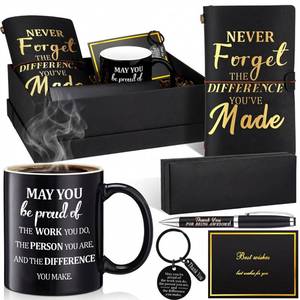 lot 15479 image: Shellwei 6 Pcs Employee Appreciation Gifts for Men Thank You Gifts for Male Coworker Manager Teacher Boss Fathers Day Dad gift Mug Tumblers Leather Inspirational Notebook Keychain Pen Card Box