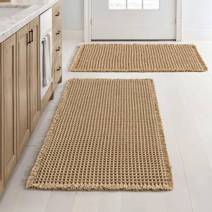 lot 15482 image: MIULEE Set of 2 Waffle Bathroom Rugs, Boho Bath Rugs Non Slip Washable, Super Absorbent Bath Mats, Ultra Soft Rubber Backed Shower Mats for Bathroom Floor, Tub and Shower, Brown, 18x30 Inch