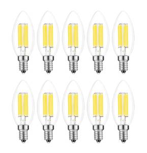 lot 16267 image: Lamsky E14 Dimmable LED Bulb,110V 600Lumens 60W Equivalent Daylight White 5000K,E14 European Base Candelabra LED Bulbs,Chandelier LED Edison Bulbs,Clear Glass Torpedo Shape Bullet Top(10-Pack)