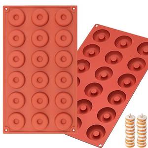 lot 16276 image: iefoah 2pcs Mini Donut Pan Silicone Mold for Mini Donut, 18 Cavities Silicone Molds for Donut Home Reusable Donut Baking Pan Tray