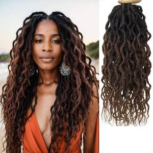 lot 16287 image: Faux Locs Crochet Hair For Women Soft Locs 18 Inch Goddess Crochet Hair Curly Ends Dreadlocks Boho Style Synthetic Braiding Hair Extensions