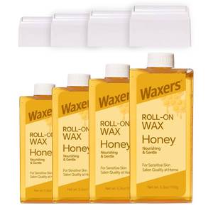 lot 16322 image: Waxers Roll on Wax Refill for Hair removal Honey at Home Sugar Roller Waxing Cartridges for Sensitive Skin Depilatory Soft Wax for Legs Arms & Body 5.3oz 150g 4 Pack