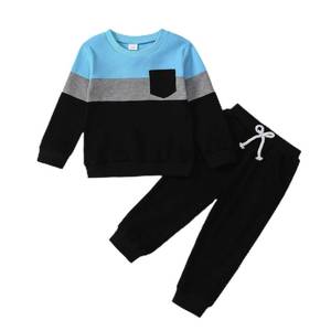 lot 16330 image: ADXSUN Kid Toddler Boy Clothes Color Block Sweatshirt and Casual Pants Boys Fall Winter Outfits 4-5Y