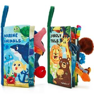 lot 16340 image: hahaland Baby Toys 0-6 Months - Crinkle Books for Babies 2-Pack, Soft Cloth Sensory Touch Feel Baby Book 6-12 Months Infant Montessori Toys 0-3 Month Newborn Baby Boys Gifts 3-6 Months Travel Toys