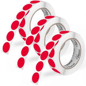 lot 16341 image: Perco Red 1-Inch Round Circle Dot Sticker Labels - Multi-Roll Pack (3 Rolls, 1,000 Labels Each) - Permanent Adhesive, Vibrant Colors, Strong Hold - Perforated for Easy Use - Made in USA