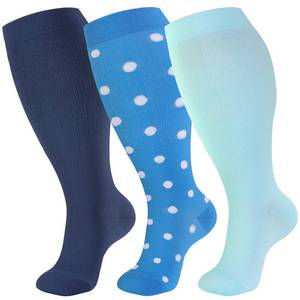 lot 16347 image: bropite 34 Pairs Plus Size Compression Socks Extra Wide Calf Women&Men 20-30mmHg Support Dancing Cycling Running Climbing