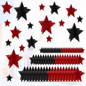 lot 16348 image: 70 Pcs Red and Black Star Centerpieces for Men Women Black and Red Party Birthday Decorations 3D 2025 Graduation Decoration 3 Sizes 8 5 3 Film Show Theme Supplies Table Decor