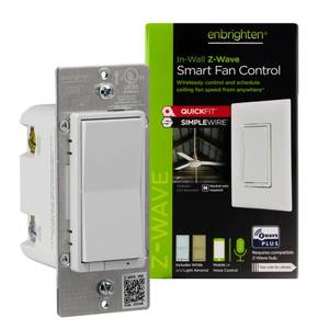 lot 16350 image: Enbrighten Z-Wave Plus Fan Control, Works with Alexa, Google Assistant, 3-Way Compatible, Z-Wave Hub Required, RepeaterRange Extender, Smart Ceiling Fan Control, Smart Switch, 700 Series, 58446.