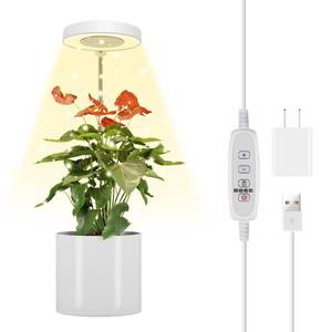 lot 16352 image: Juhefa Grow Light for Indoor Plants Growing, 4000K White Full Spectrum Halo Plant Lamp for Seedlings Succulents Small Mini Plants, Auto On Off Timer 481218Hrs & 3 Colors Changeable