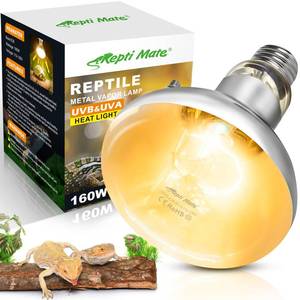 lot 16363 image: REPTI MATE 160W Reptile Heat Lamp Bulbs, Full Spectrum UVAUVB Reptile Light Bulb and Basking Spot Light, UVB Light for Reptiles and Bearded Dragon, Turtle, Lizard, Snake, Amphibians